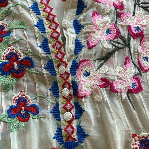 Johnny Was Tropical Garden Pintuck Floral Tunic Size M - Picture 4 of 11